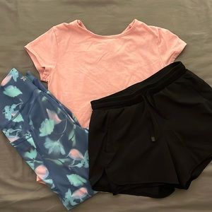 Athletic bundle- leggings, short and reebok shirt